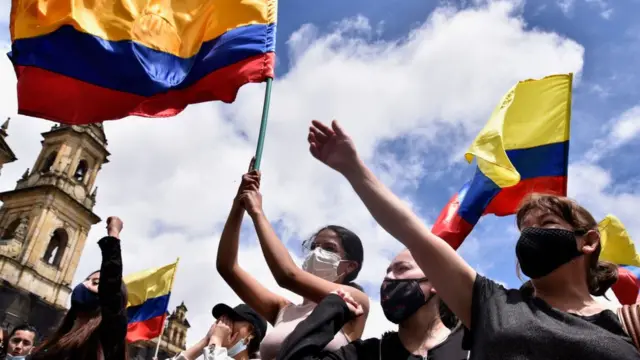 Manifestantes colombianos