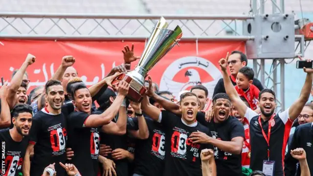 Club Africain célébrant sa victoire, en 2018, de la Coupe de Tunisie