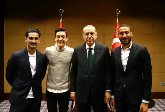 İlkay Gündoğan, Mesut Özil, Cumhurbaşkanı Recep Tayyip Erdoğan, Cenk Tosun