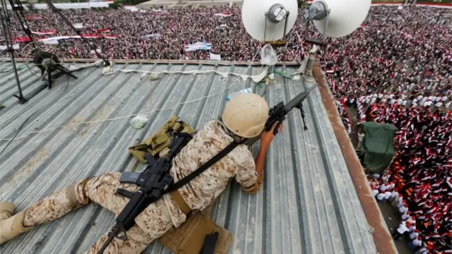 Des snipers étaient chargés d'assurer la sécurité pendant la manifestation.