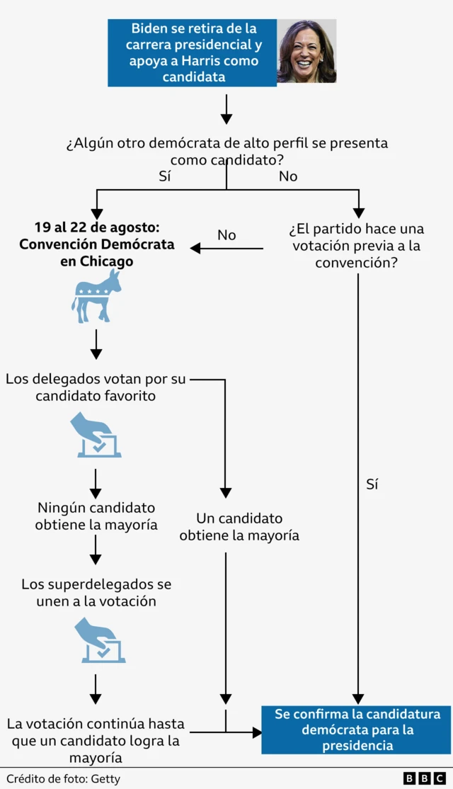 Cómo se definirá la candidatura al Partido Demócrata tras la retirada de Biden