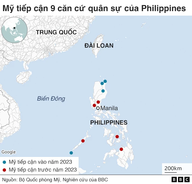 Mỹ tiếp cận 9 căn cứ quân sự tại Philippines