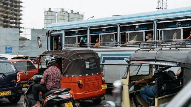 A bus on Sri Lankan road