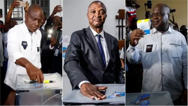 De gauche à droite, les trois principaux candidats de l'élection présidentielle, Martin Fayulu, Emmanuel Ramazani Shadary et Félix Tshisekedi