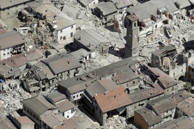 Vista aérea de Amatrice tras el terremoto