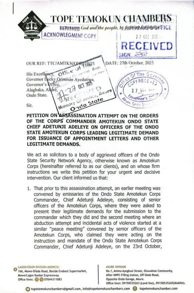 Iwe ti agbejọro wọn, Tope Tomekun kọ si gomina Lucky Aiyedatiwa