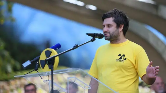 Mario Crnković na jednom od protesta protiv otvaranja Centra za zbrinjavanje otpada