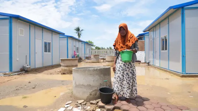 Salah seorang penghuni huntap, Salamah Idris, 46 tahun.
