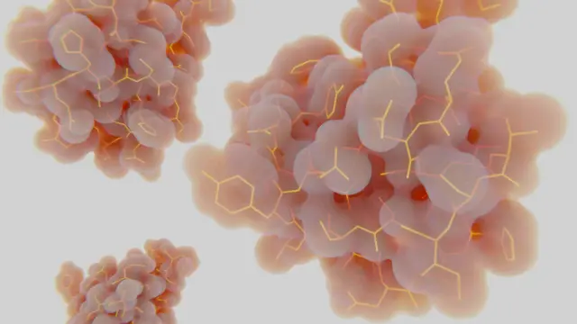 تصویری از یک مولکول انسولین: انسولین یک هورمون پروتئینی است که در لوزالمعده تولید میشود و متابولیسم کربوهیدراتها، پروتئینها و چربیها را تنظیم میکند و این کار را با افزایش جذب گلوکز از خون توسط سلولهای کبد، سلولهای ماهیچهای اسکلتی و سلولهای چربی انجام میدهد