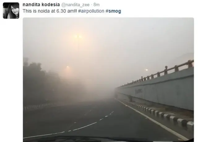 This is noida at 6.30 am!! #airpollution #smog