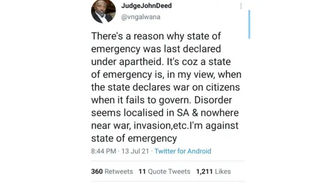 South Africa State of Emergency