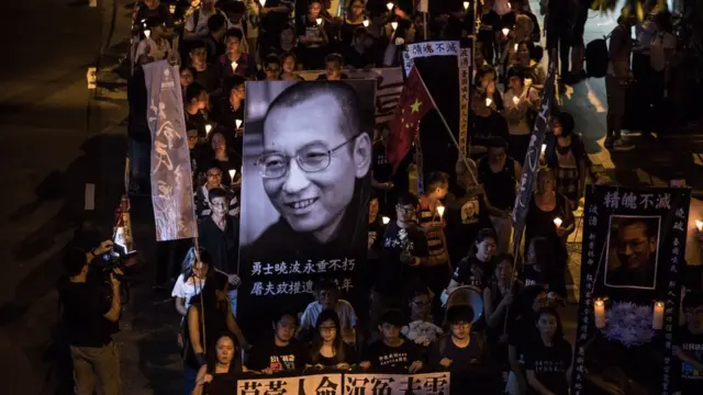 Vigilia en honor al fallecido escritor chino Liu Xiaobo, premio Nobel de la Paz.