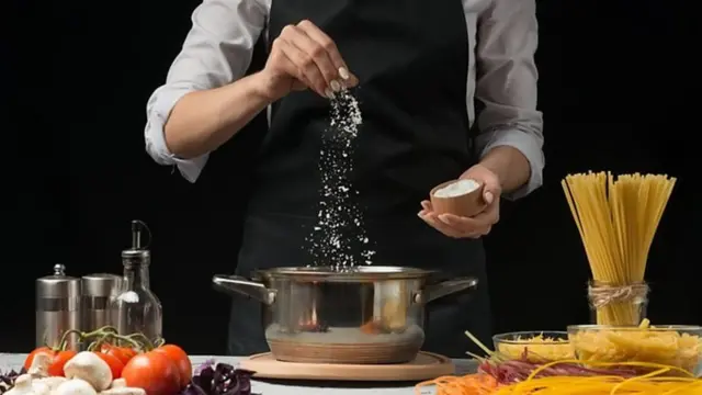 Un cuisinier utilise une pincée de sel
