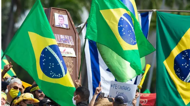 Apoiadores do presidente brasileiro Jair Bolsonaroapp cassino onlineprotestoapp cassino onlineBrasília