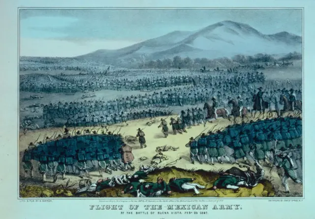 Una litografía de una batalla en la guerra entre México y EE.UU.