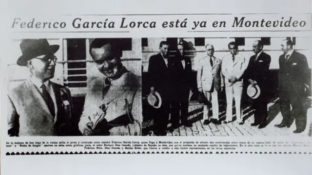 Un periódico anuncia la llegada de Lorca a la capital uruguaya, 1934.