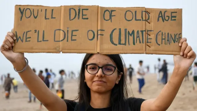 A Fridays For Future protestor in Mumbai, India