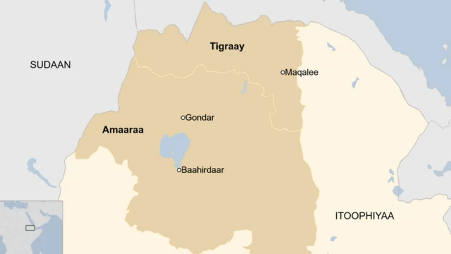 Kaartaa naannolee Amaaraa fi Tigraay