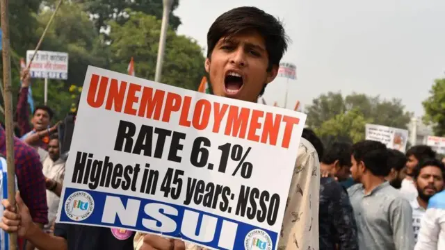 ਬੇਰੁਜ਼ਗਾਰੀ ਵਿਰੁੱਧ ਹੋਏ ਪ੍ਰਦਰਸ਼ਨ ਵਿੱਚ ਹਿੱਸਾ ਲੈਂਦਾ ਇੱਕ ਨੌਜਵਾਨ