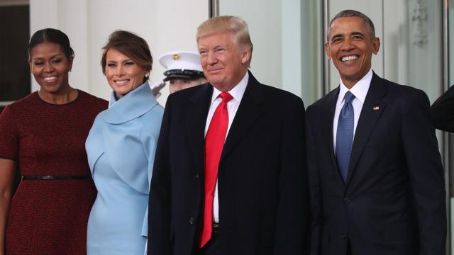 Donald and Melania Trump and Barack and Michelle Obama