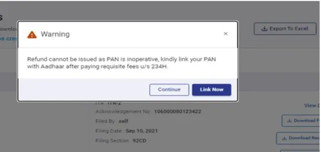 ఆదాయపు పన్ను పాప్ అప్ మెసేజ్