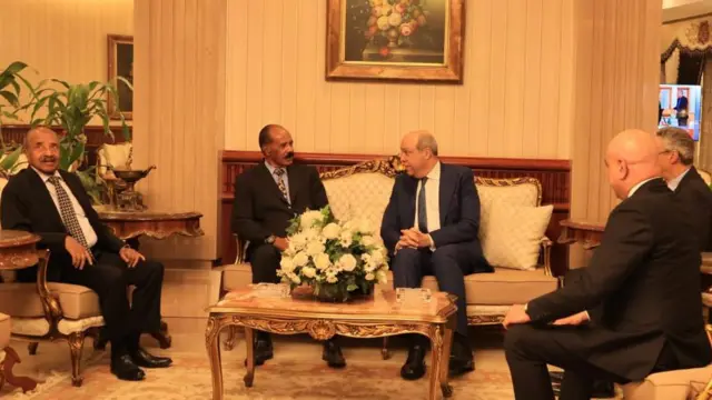 የኤርትራው ፕሬዝዳንት ከግብፅ ባለሥልጣናት ጋር ተገናኝተው ሲወያዩ