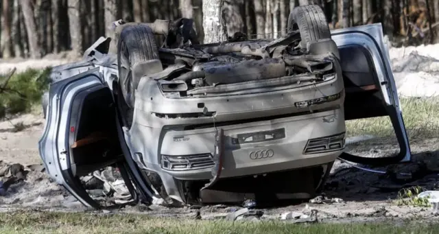 Aracın bombalı saldırı sonrası durumu