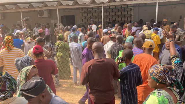 People gathered at a court premises