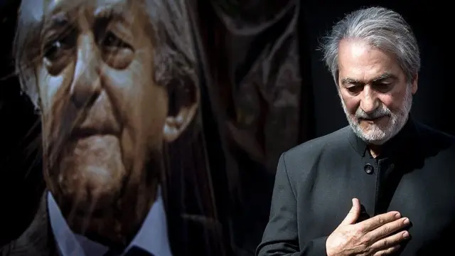 مجید انتظامی پسر عزت‌الله انتظامی از آهنگسازان به‌‌نام ایران در مراسم پدر
