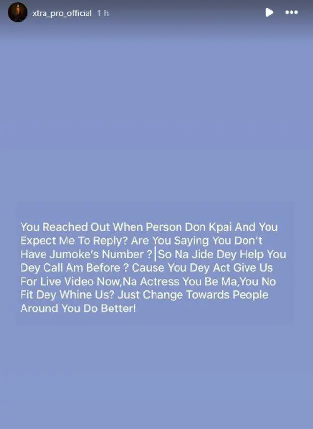 Jumoke Aderounmu brother response to Funke Akindele condolence message