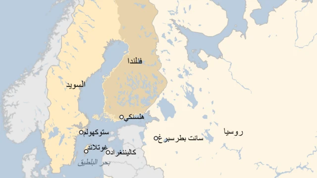 خريطة روسيا والسويد وفنلندا