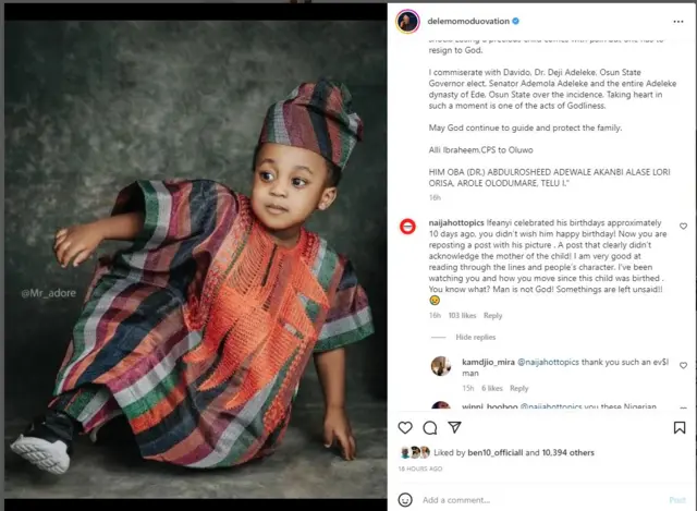 Ohun ti Dele Momodu gbe soju opo Instagram rẹ