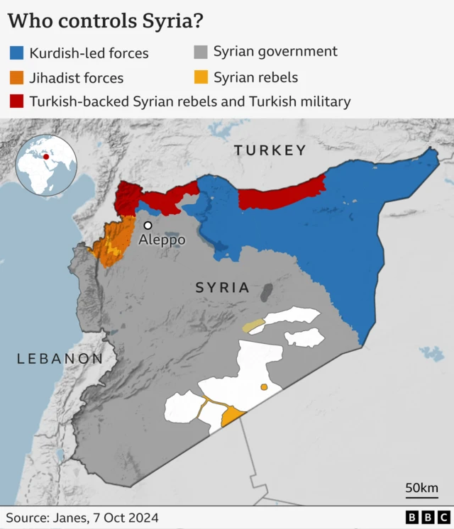 Map of who controls where in Syria