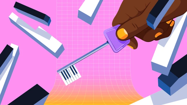 피아노 건반으로 만든 열쇠 일러스트
