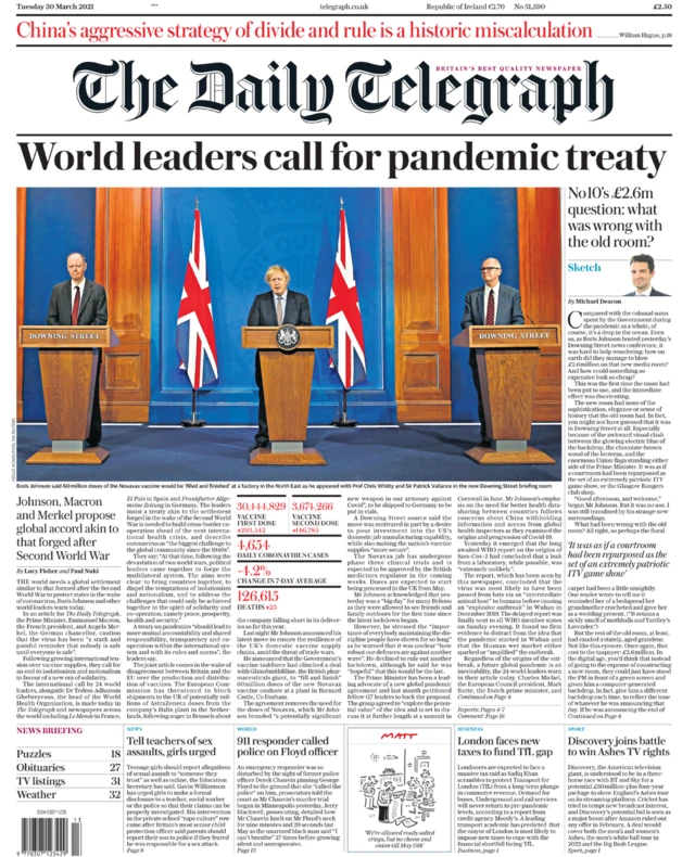 первая полоса Telegraph