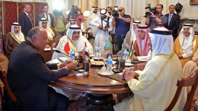 وزیران امور خارجه عربستان، امارات، مصر و بحرین