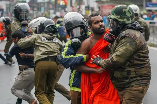 monk and army clashing