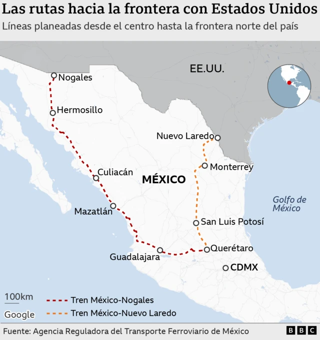 Trenes en la zona norte de México.