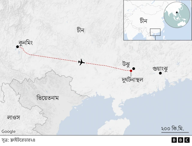 মানচিত্রে চীনের দুর্ঘটনাস্থল