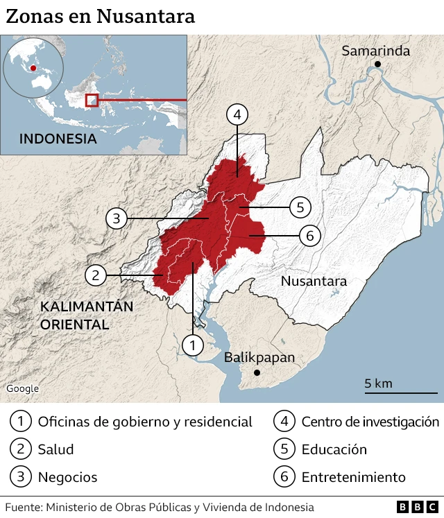 Mapa de zonas de Nusantara