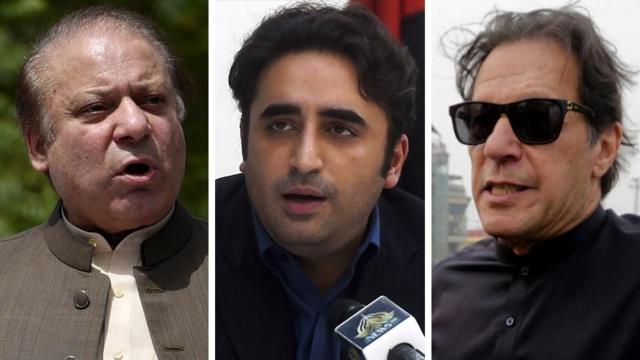  نواز شریف (چپ) و بیلوال بوتو نامزد هستند اما عمران خان زندانی است و حق شرکت ندارد