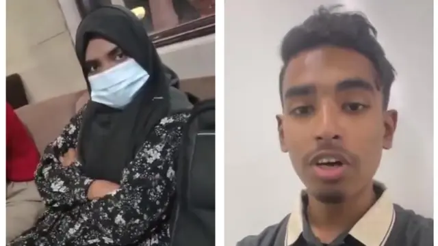 মাহদী হাসান (ডানে) এবং তার আত্মীয় বলে পরিচয় দেওয়া নারী, দিল্লির মেট্রো রেলে