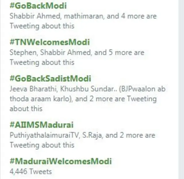 பிரதமர் மோதி வருகையை ஒட்டி, ட்விட்டரில் ட்ரெண்டாகும் ஹாஷ்டேகுகள்.