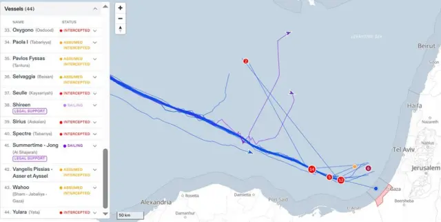 آخرین تصاویری که وبسایت کاروان صمود پس از رهگیری و توقیف کشتیها منتشر کرده است