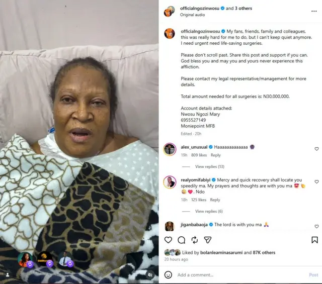 Fidio ti Ngozi Nwosu se si oju opo Instagram rẹ lati bẹbẹ fun iranwọ owo