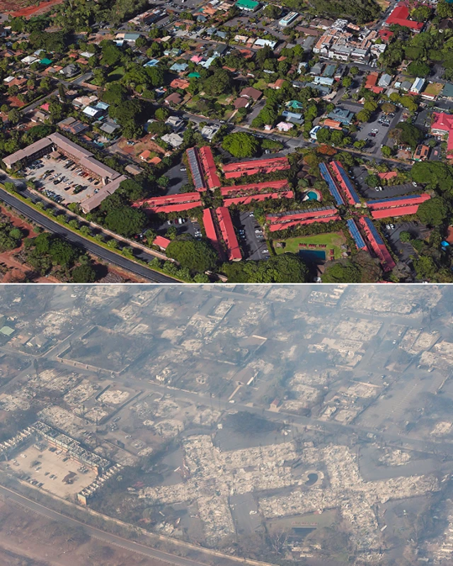 قبل و بعد از آتشسوزی در لاهاینا