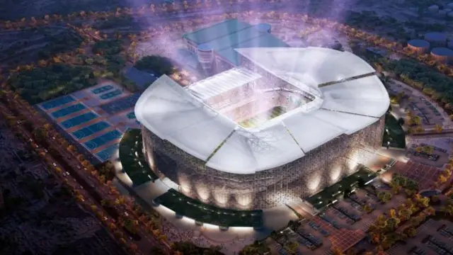 सऊदी अरब में वर्ल्ड कप के लिए बनने वाले एक स्टेडियम का मॉडल