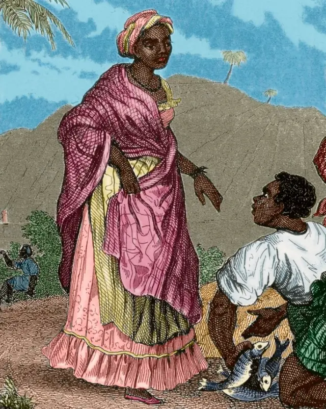 Mujer y hombres negros