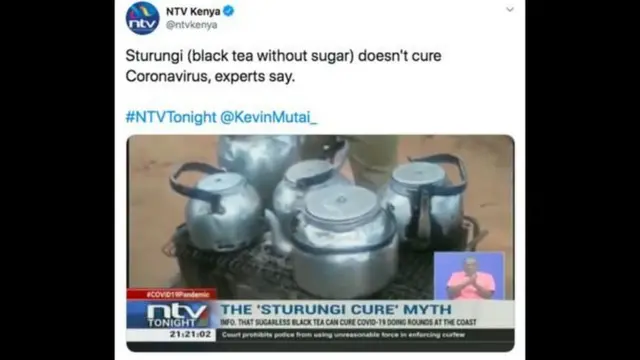 Vyombo vya habari nchini Kenya vimekuwa vikiangazia madai ya uongo kwamba kwamba unywaji wa chai unaweza kutibu coronavirus
