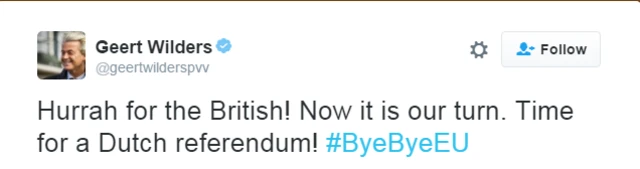 Tuit de Geert Wilders